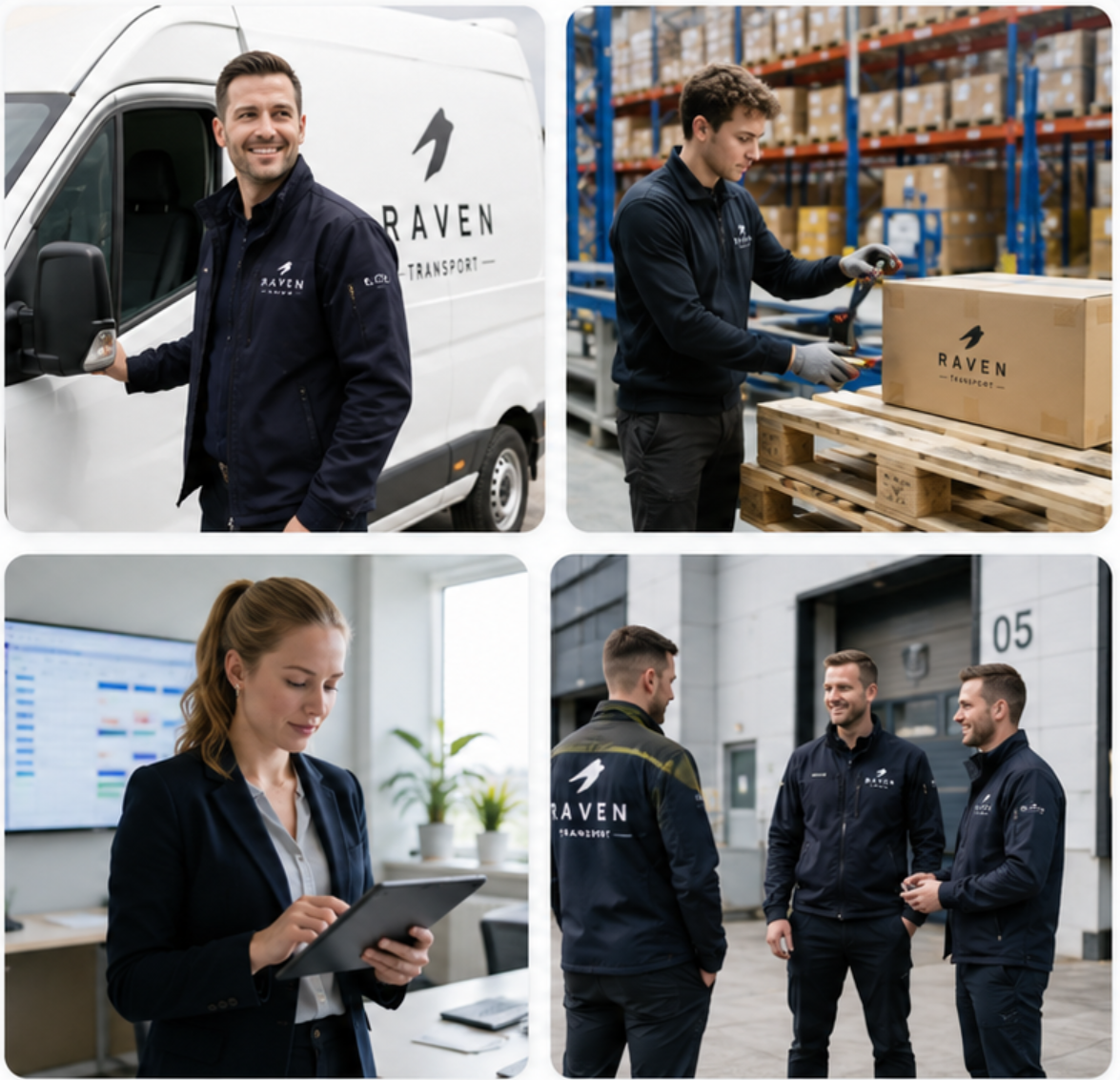 Raven Transport team — chauffeurs, magazijnmedewerkers en planning